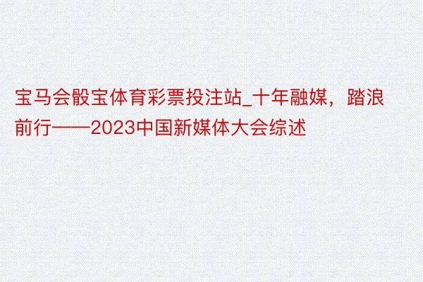 宝马会骰宝体育彩票投注站_十年融媒，踏浪前行——2023中国新媒体大会综述