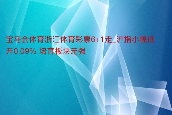 宝马会体育浙江体育彩票6+1走_沪指小幅低开0.09% 培育板块走强