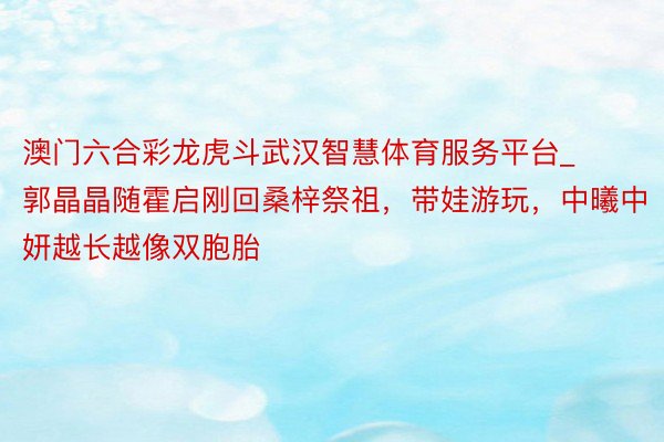 澳门六合彩龙虎斗武汉智慧体育服务平台_郭晶晶随霍启刚回桑梓祭祖，带娃游玩，中曦中妍越长越像双胞胎