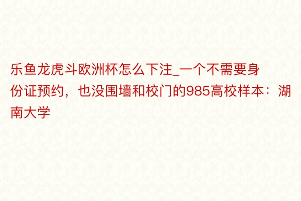 乐鱼龙虎斗欧洲杯怎么下注_一个不需要身份证预约，也没围墙和校门的985高校样本：湖南大学