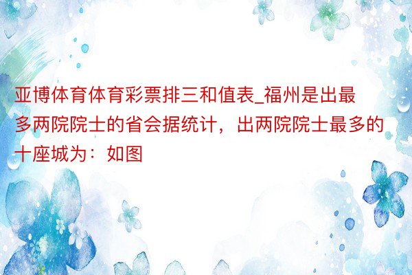 亚博体育体育彩票排三和值表_福州是出最多两院院士的省会据统计，出两院院士最多的十座城为：如图