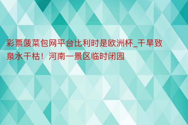 彩票菠菜包网平台比利时是欧洲杯_干旱致泉水干枯！河南一景区临时闭园