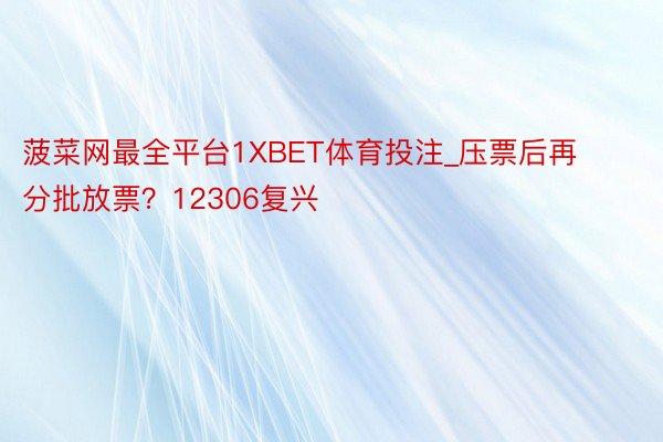 菠菜网最全平台1XBET体育投注_压票后再分批放票？12306复兴