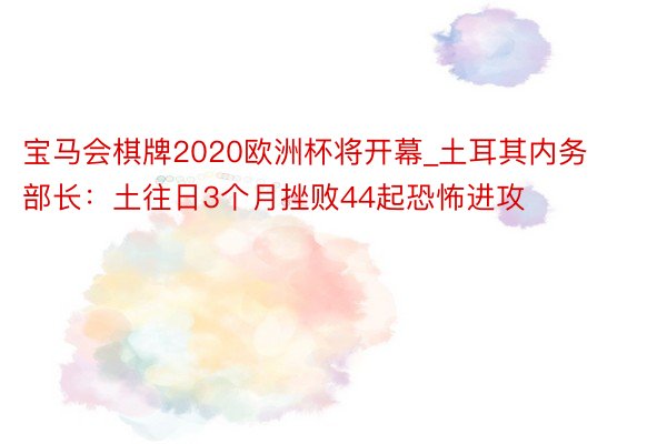 宝马会棋牌2020欧洲杯将开幕_土耳其内务部长：土往日3个月挫败44起恐怖进攻